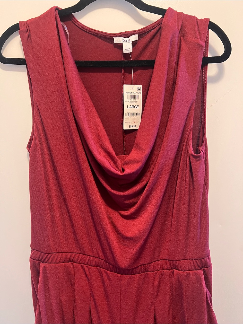 Bar III Sleeveless Cowl Neck Jumpsuit in Deep Rose NWT
